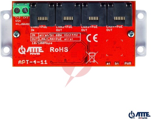 Atte apt-4-11 switch poe 4 portowy 10/100mbps, extender