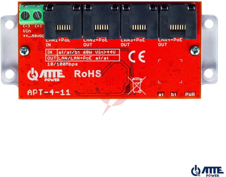 Atte apt-4-11 switch poe 4 portowy 10/100mbps, extender