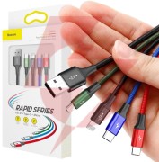 Kabel 4w1 usb-a / lighting iphone 2x usb-c micro-usb baseus cafule ca1t4-b01 1.2m 3.5a w oploci