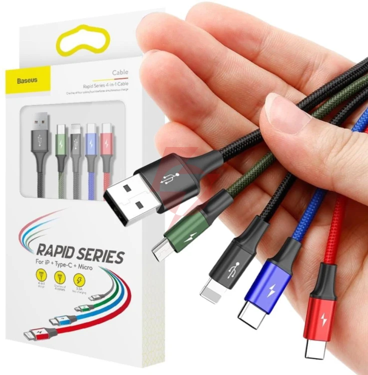 Kabel 4w1 usb-a / lighting iphone 2x usb-c micro-usb baseus cafule ca1t4-b01 1.2m 3.5a w oploci