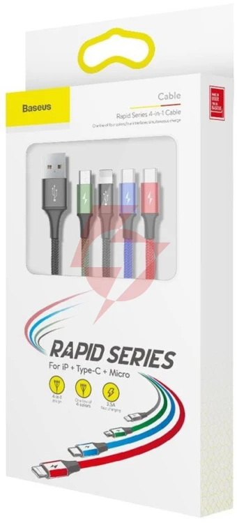 Kabel 4w1 usb-a / lighting iphone 2x usb-c micro-usb baseus cafule ca1t4-b01 1.2m 3.5a w oploci