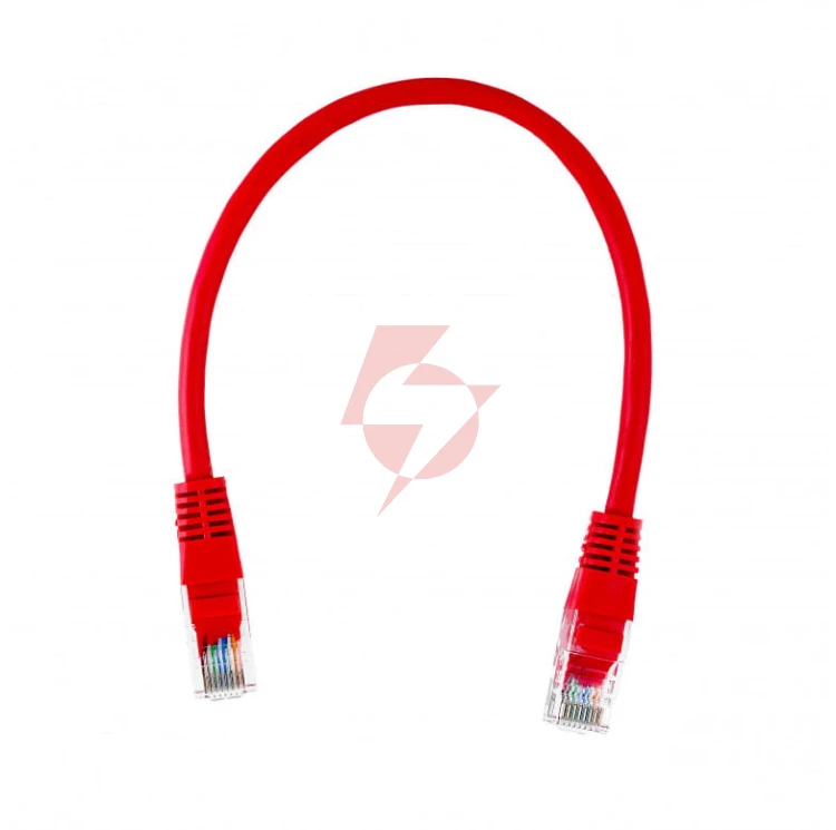 Patchcord u/utp kat.5e 0,25m czerwony 