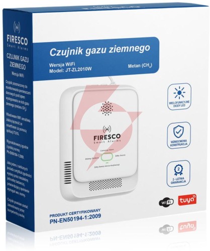 Czujnik gazu ziemnego firesco jt-zl2010w z wifi alikacja tuya