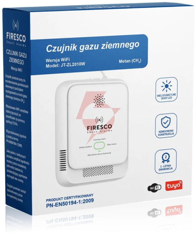 Czujnik gazu ziemnego firesco jt-zl2010w z wifi alikacja tuya