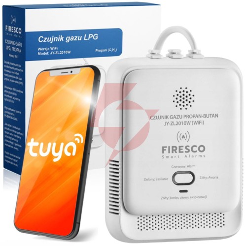 Czujnik gazu lpg propan-butan firesco jy-zl2010w z wifi aplikacja tuya 