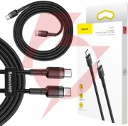 Kabel usb-c / usb-c baseus cafule catklf-hg1 200cm 60w 3a pd 2.0 qc 3.0 czarno-szary w oplocie