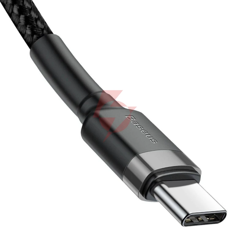 Kabel usb-c / usb-c baseus cafule catklf-hg1 200cm 60w 3a pd 2.0 qc 3.0 czarno-szary w oplocie