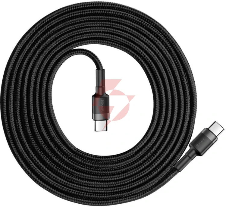 Kabel usb-c / usb-c baseus cafule catklf-hg1 200cm 60w 3a pd 2.0 qc 3.0 czarno-szary w oplocie