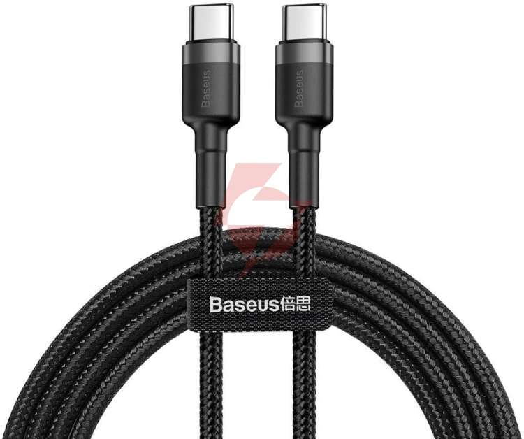 Kabel usb-c / usb-c baseus cafule catklf-hg1 200cm 60w 3a pd 2.0 qc 3.0 czarno-szary w oplocie