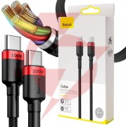 Kabel usb-c / usb-c baseus cafule catklf-al91 200cm 100w 5a pd 2.0 qc 3.0 czarny w oplocie