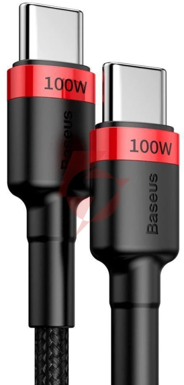 Kabel usb-c / usb-c baseus cafule catklf-al91 200cm 100w 5a pd 2.0 qc 3.0 czarny w oplocie