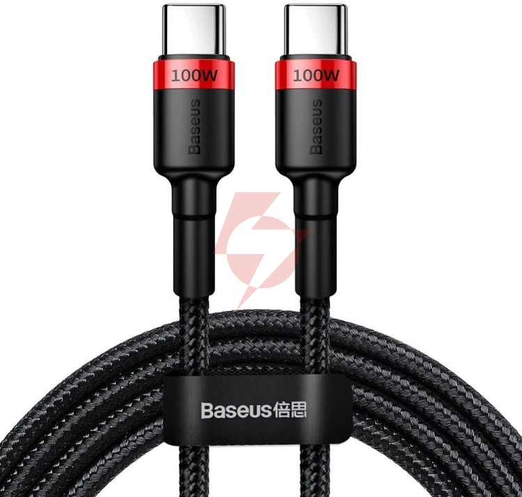 Kabel usb-c / usb-c baseus cafule catklf-al91 200cm 100w 5a pd 2.0 qc 3.0 czarny w oplocie