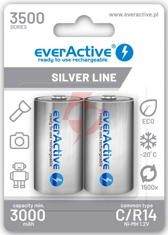 Akumulatorki c / r14 ni-mh everactive 3500 mah silver line (box 2 szt.)