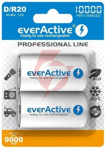 Akumulatorki d / r20 ni-mh everactive 10000mah professional line (box 2 szt.)