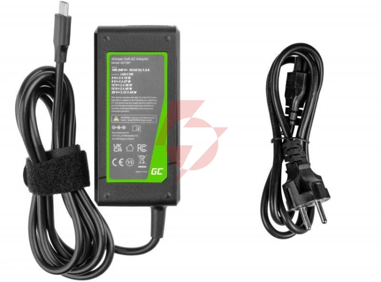 Zasilacz ładowarka do laptopa uniwersalna apple green cell pro ad133p 20v 2,25a 45w usb-c