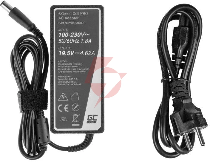Zasilacz ładowarka do laptopa dell green cell pro ad09p 19,5v 4,62a 90w 7,4mm/5,0mm