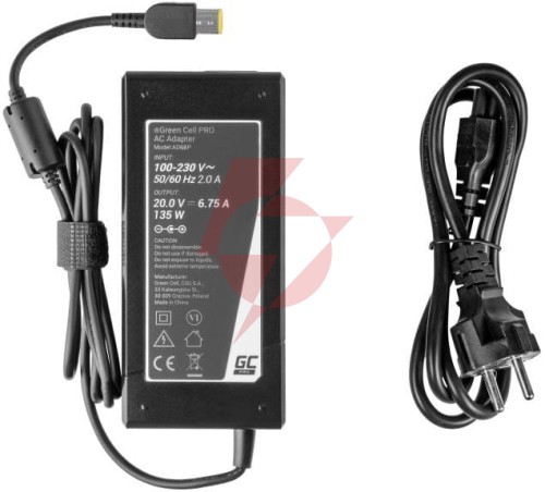 Zasilacz ładowarka do laptopa lenovo green cell pro ad68p 20v 6,75a 135w slim tip