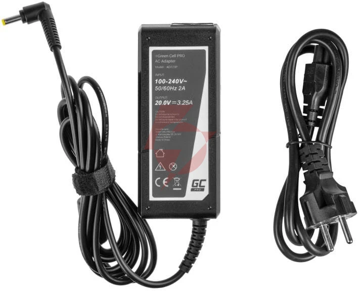 Zasilacz ładowarka do laptopa lenovo green cell pro ad123p 20v 3,25a 65w 4,0mm/1,7mm
