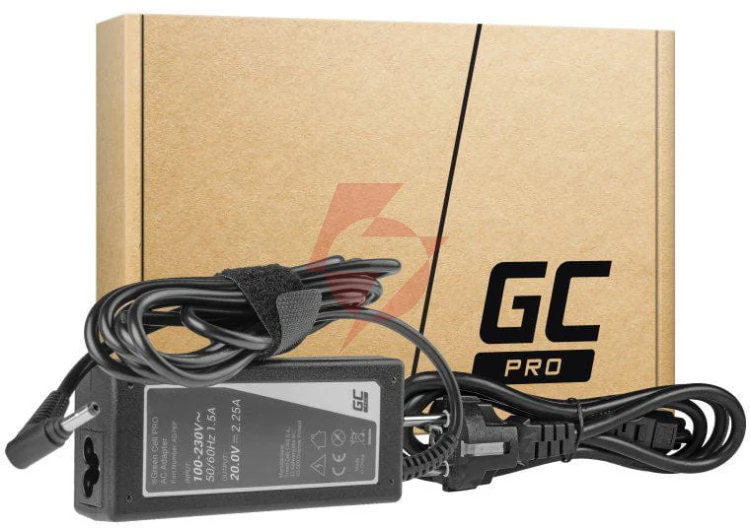 Zasilacz ładowarka do laptopa lenovo green cell pro ad76p 20v 2,25a 45w 4,0mm/1,7mm
