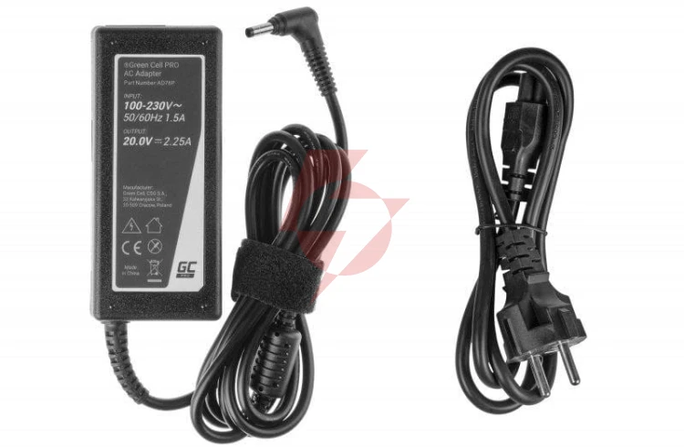 Zasilacz ładowarka do laptopa lenovo green cell pro ad76p 20v 2,25a 45w 4,0mm/1,7mm