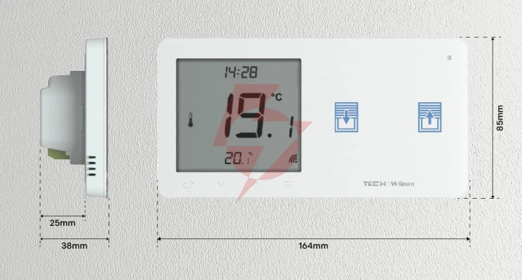 Przewodowy regulator pokojowy z włącznikiem rolet czarny wzr-02mp tech sterowniki