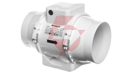 Wentylator kanałowy fi 125 230V 37W 280m3/h 37dB o przepływie mieszanym TT125