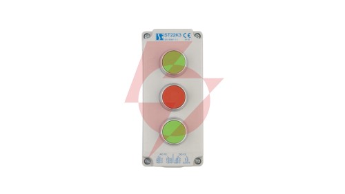 Kaseta sterownicza 3-otworowa z przyciskami zielony/czerwony/zielony IP65 ST22K3\02-1