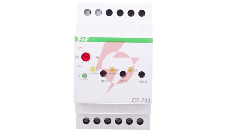 Przekaźnik kontroli napięcia 3-fazowy 3x(50-450V)+N 3R 8A 170-210V AC CP-733