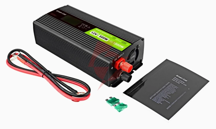 Przetwornica napięcia green cell powerinverter lcd 12v / 230v 500w/1000w czysta sinusoida