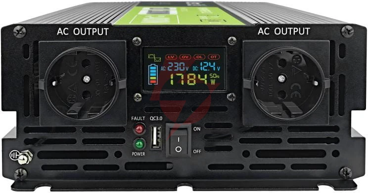 Przetwornica napięcia green cell powerinverter lcd 12v / 230v 2000w/4000w czysta sinusoida