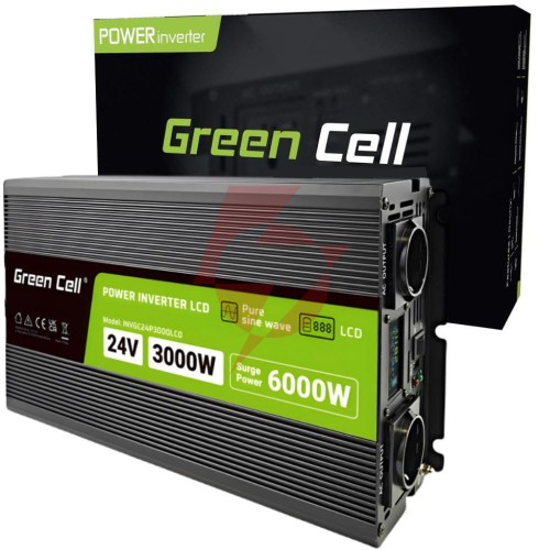 Przetwornica napięcia green cell powerinverter lcd 24v / 230v 3000/6000w czysta sinusoida