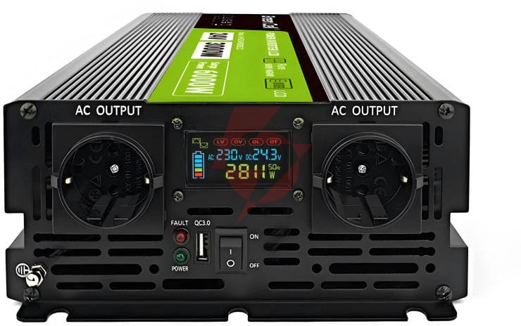 Przetwornica napięcia green cell powerinverter lcd 24v / 230v 3000/6000w czysta sinusoida