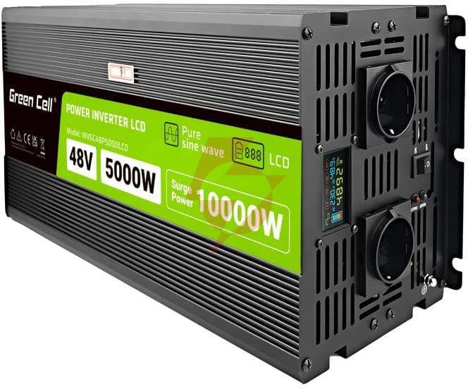 Przetwornica napięcia green cell powerinverter lcd 48v / 230v 5000/10000w czysta sinusoida