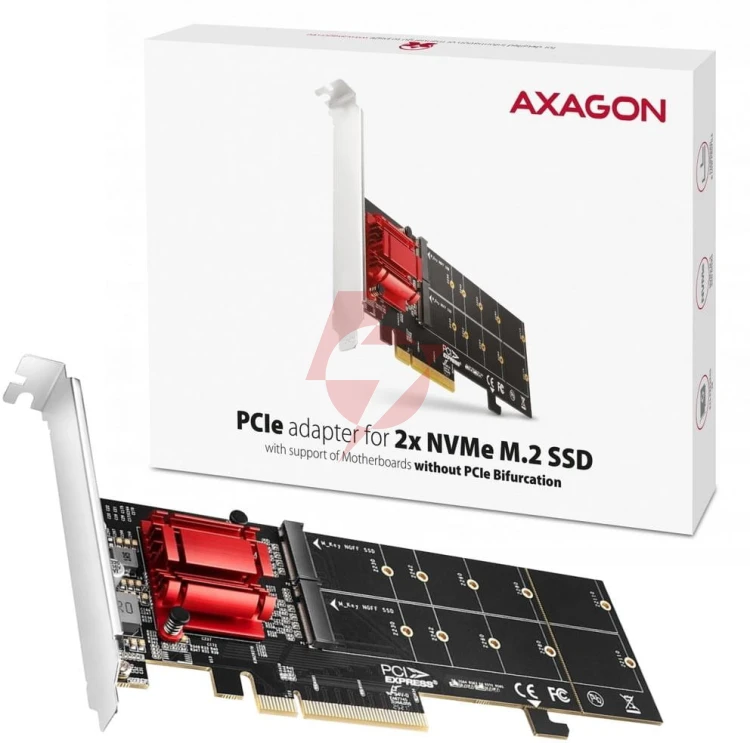 Adapter axagon pcem2-nd pcie 2x nvme m.2