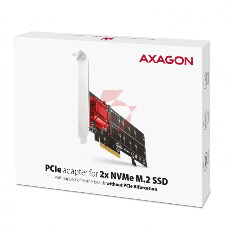Adapter axagon pcem2-nd pcie 2x nvme m.2