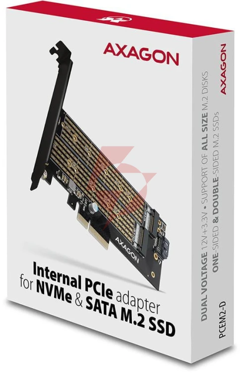 Adapter axagon pcem2-d pcie nvme + sata m.2