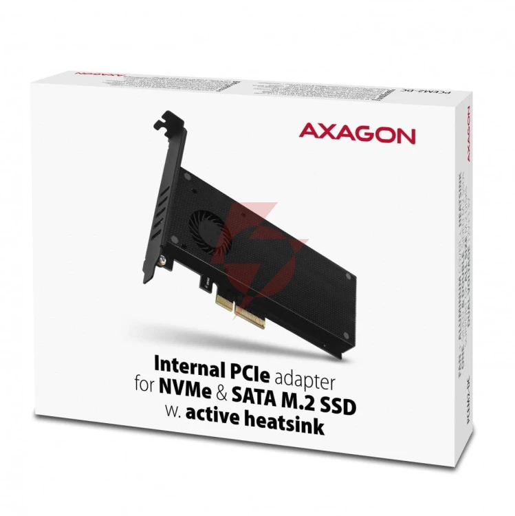 Adapter axagon pcem2-dc pci-e x4 na m.2 nvme z chłodzeniem