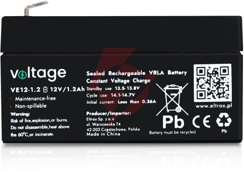 Akumulator agm voltage 12v 1,2ah ve12-1.2 (żywotność 6-9 lat)