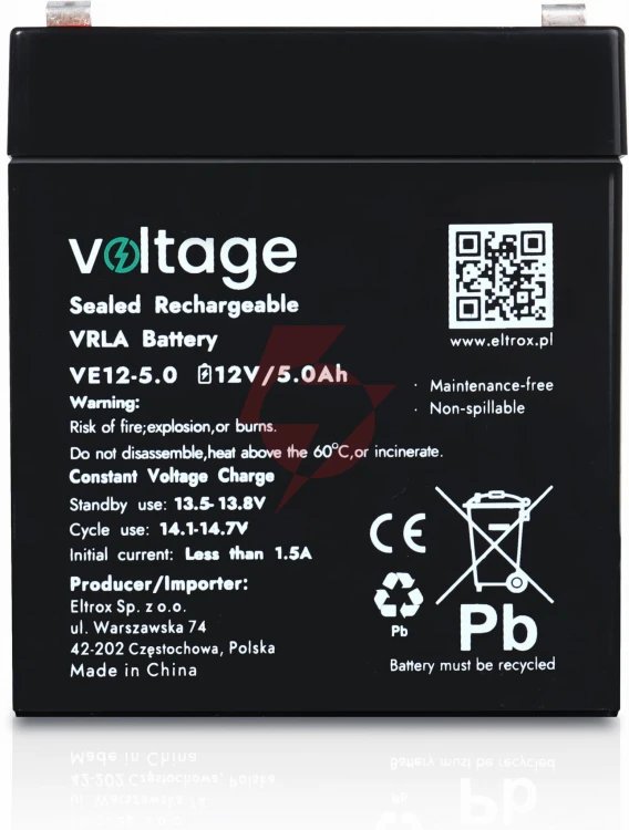 Akumulator agm voltage 12v 5ah ve12-5.0 (żywotność 6-9 lat)