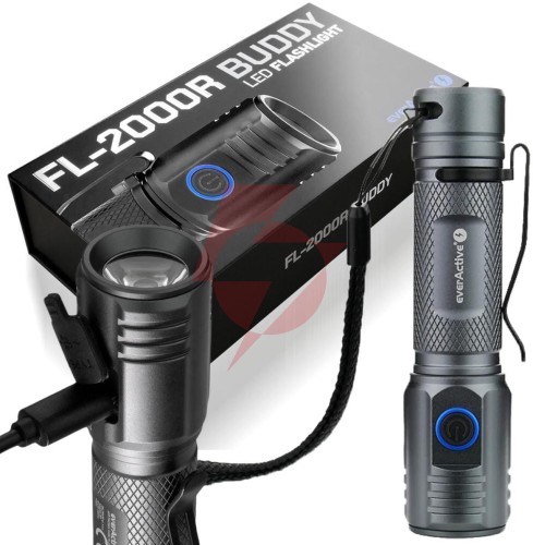 Latarka ręczna 20w led everactive fl-2000r buddy 2000 lumenów ipx4