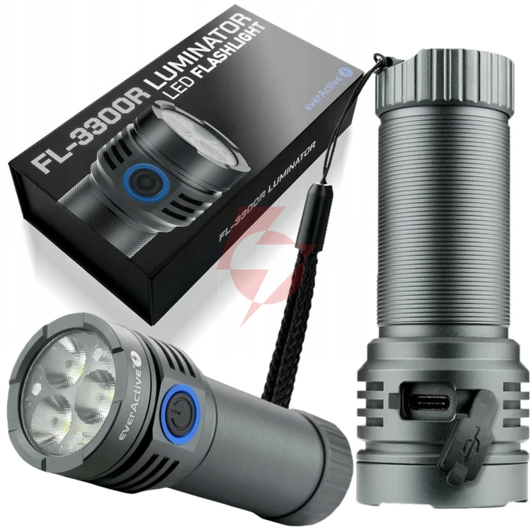 Latarka ręczna 3x osram p9 10w led everactive fl-3300r luminator 3300 lumenów ipx4