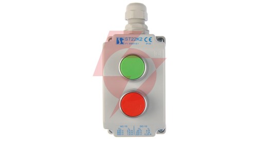 Kaseta sterownicza 2-otworowa z przyciskami zielony/czerwony IP65 ST22K2\01-1
