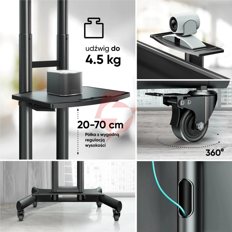 Mobilny stojak do tv 40"-70" do 45 kg onkron ts1551 czarny
