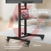 Mobilny stojak do tv 50"-90" do 90 kg onkron ts1891 czarny