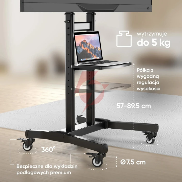 Mobilny stojak do tv 50"-90" do 90 kg onkron ts1891 czarny