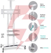Mobilny stojak do tv 50"-86" do 90 kg onkron ts1881 biały