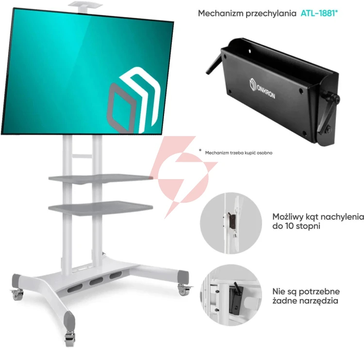 Mobilny stojak do tv 50"-86" do 90 kg onkron ts1881 biały