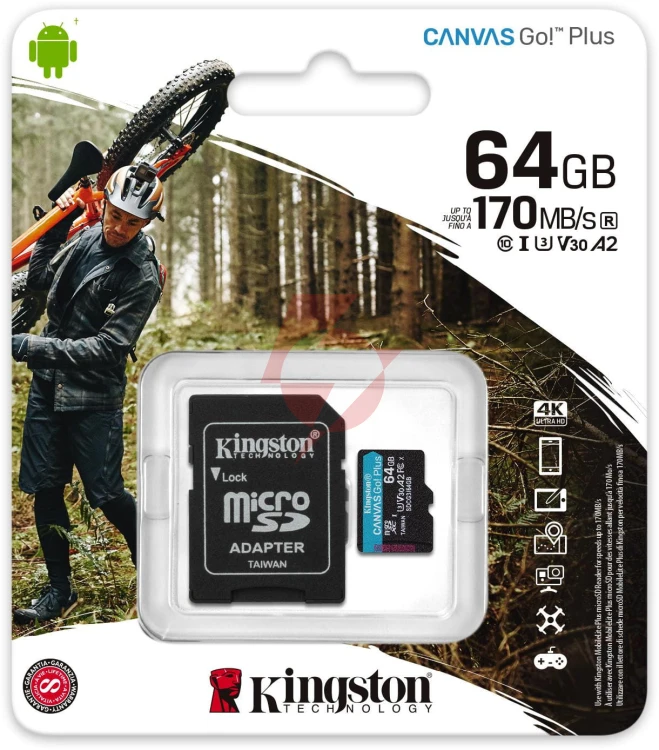 Karta pamięci microsd kingston canvas go plus microsdxc c10 uhs-i 64gb