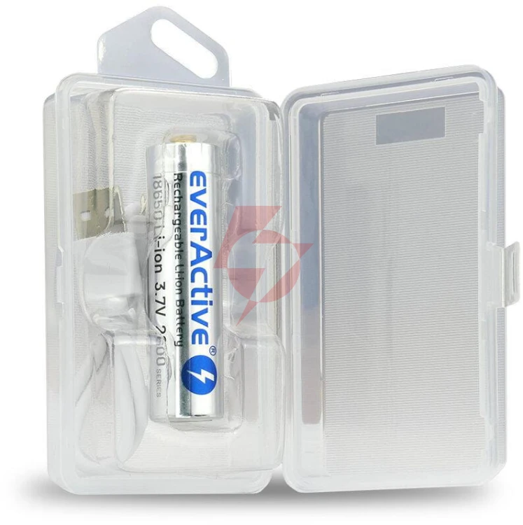 Akumulator 18650 li-ion 3,7v everactive 2600mah (1 szt.) micro-usb z zabezpieczeniem