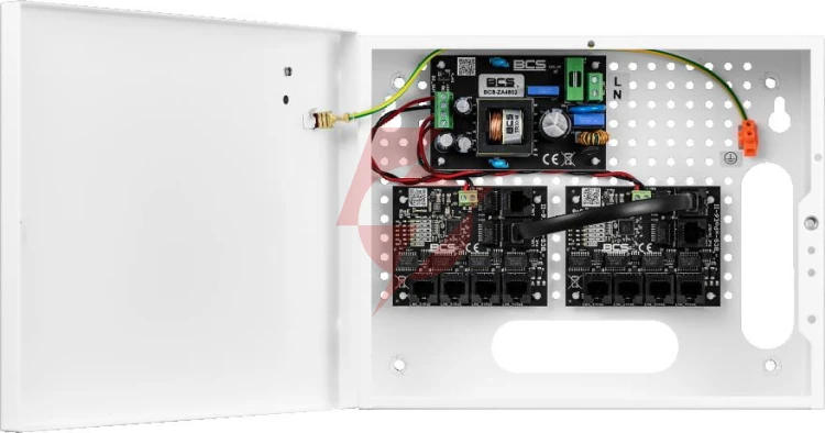 System zasilania do 9 kamer ip ze switchem poe w obudowie wewnętrznej bcs power bcs-ip8/e-s